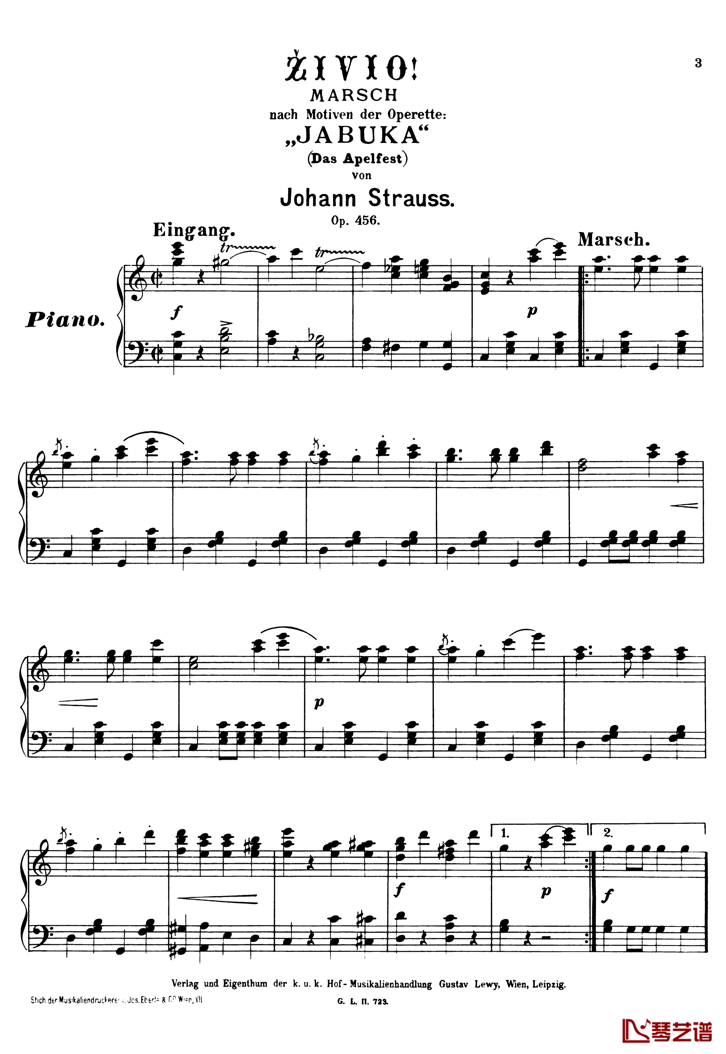 祝您健康进行曲  Op.456钢琴谱-小约翰施特劳斯1