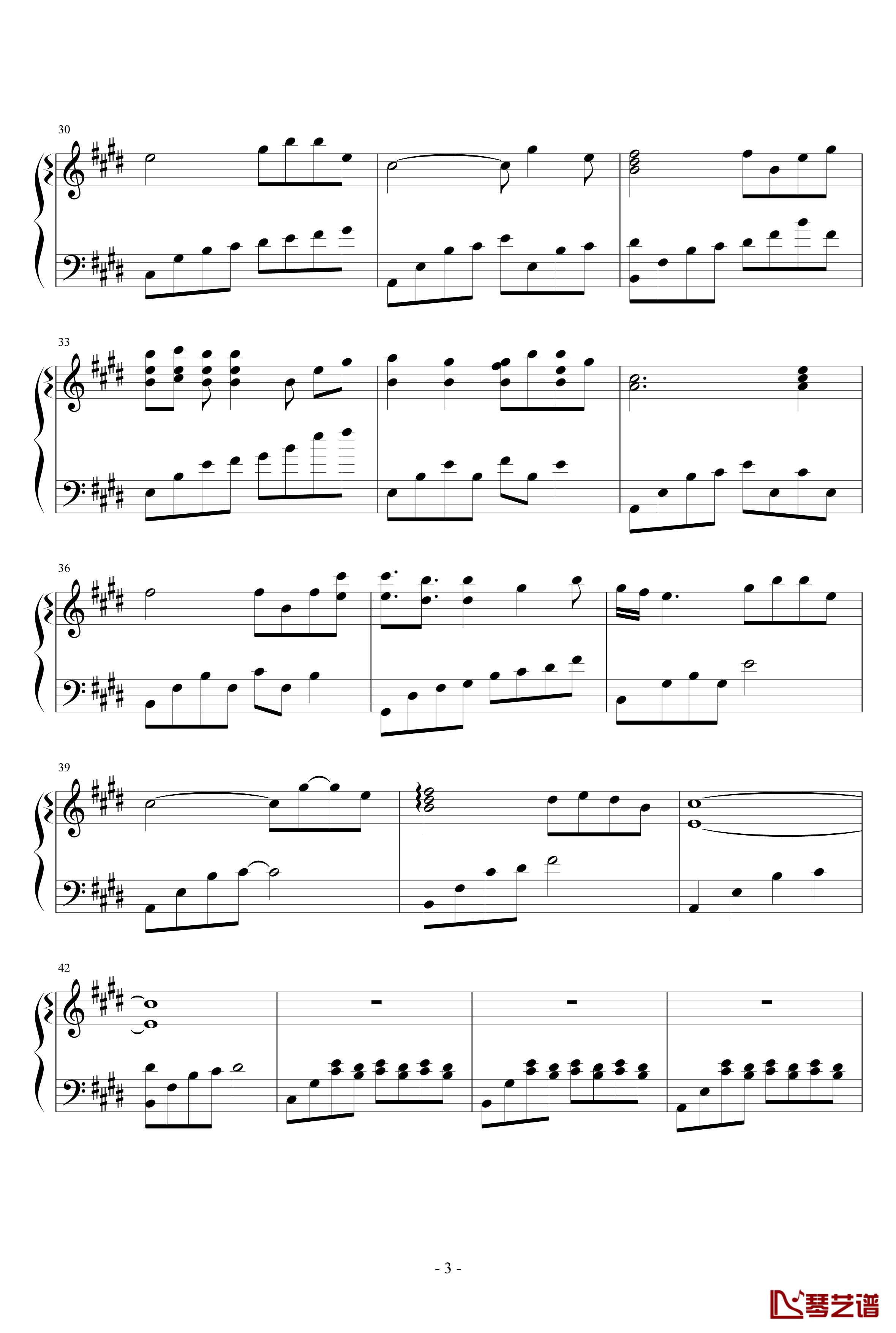 是我在做多情种钢琴谱-原版-胡杨林3