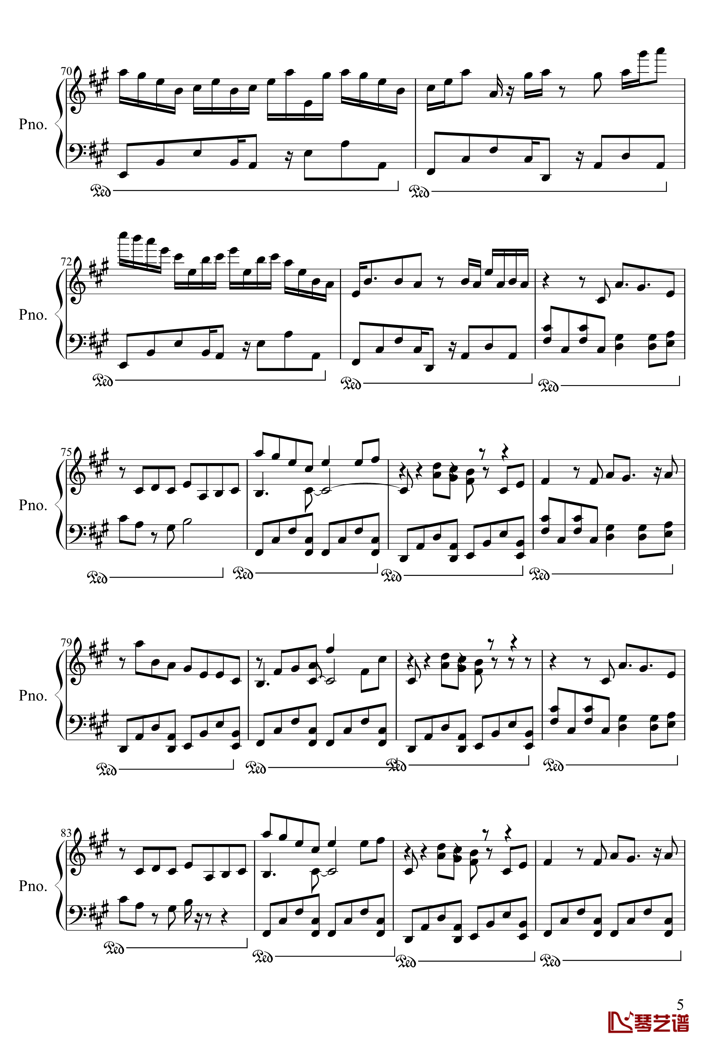 戀率方程式钢琴谱-初音-初音未來5