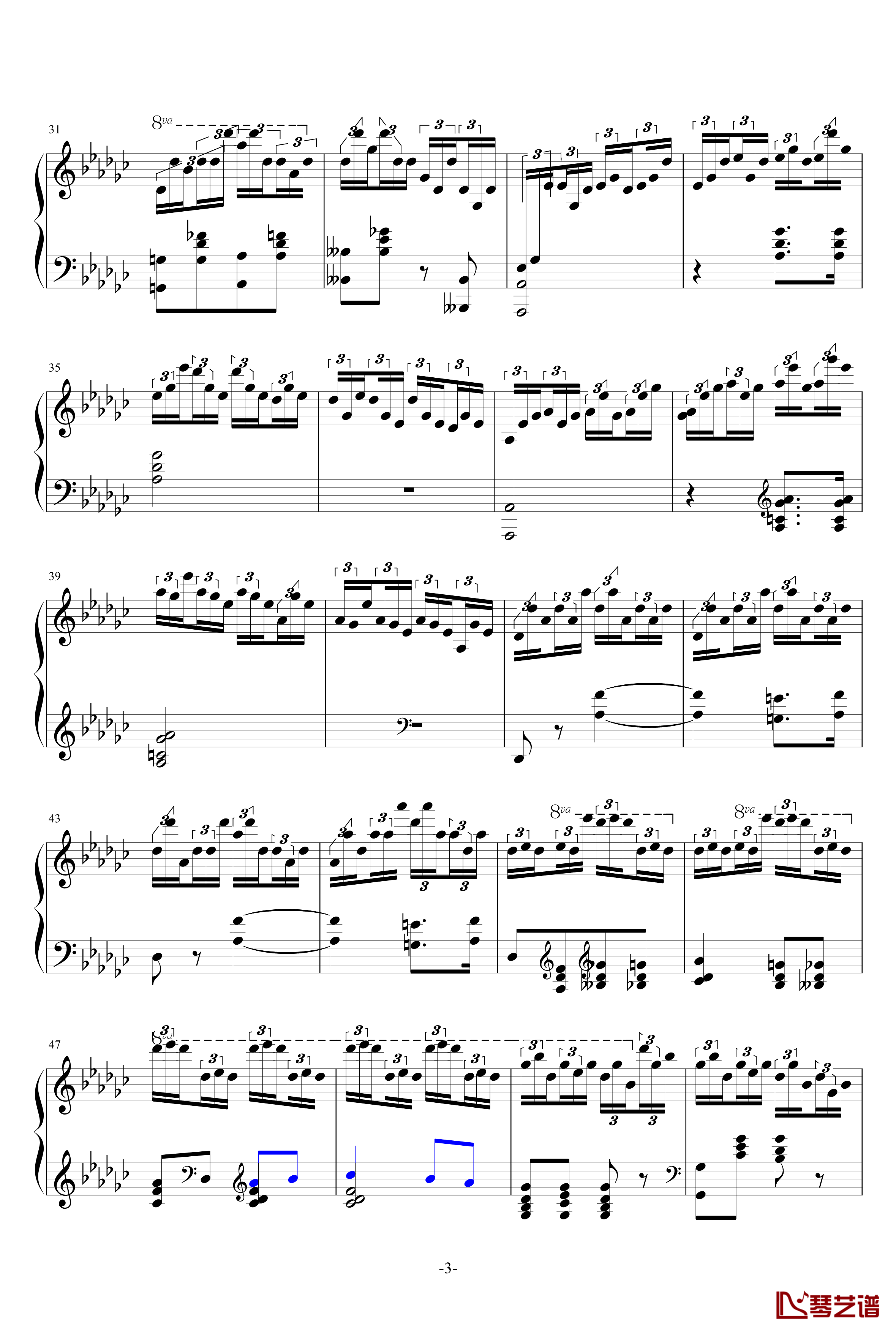 黑键练习曲改编版钢琴谱-肖邦-chopin3