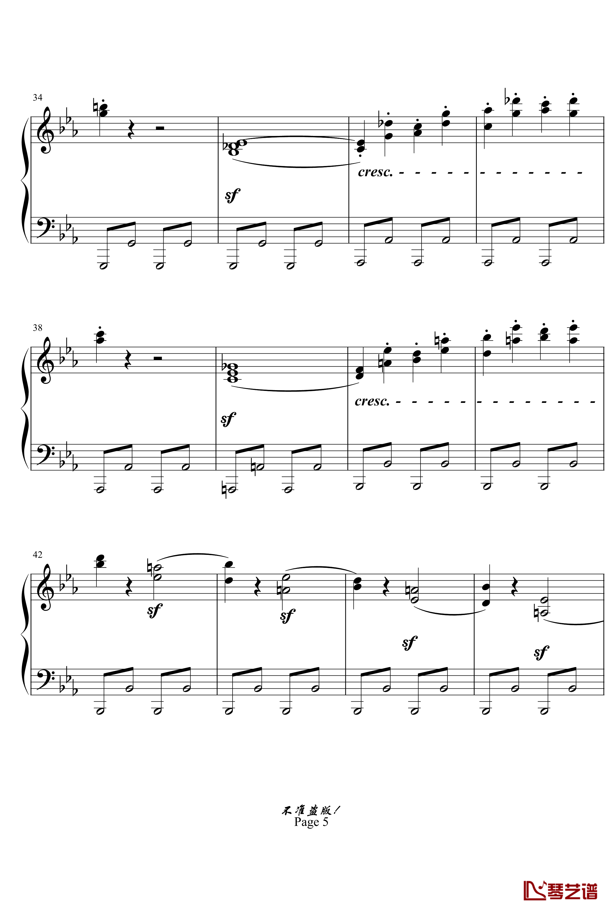c小调第八钢琴奏鸣曲钢琴谱-悲怆第一乐章-beethoven-贝多芬5