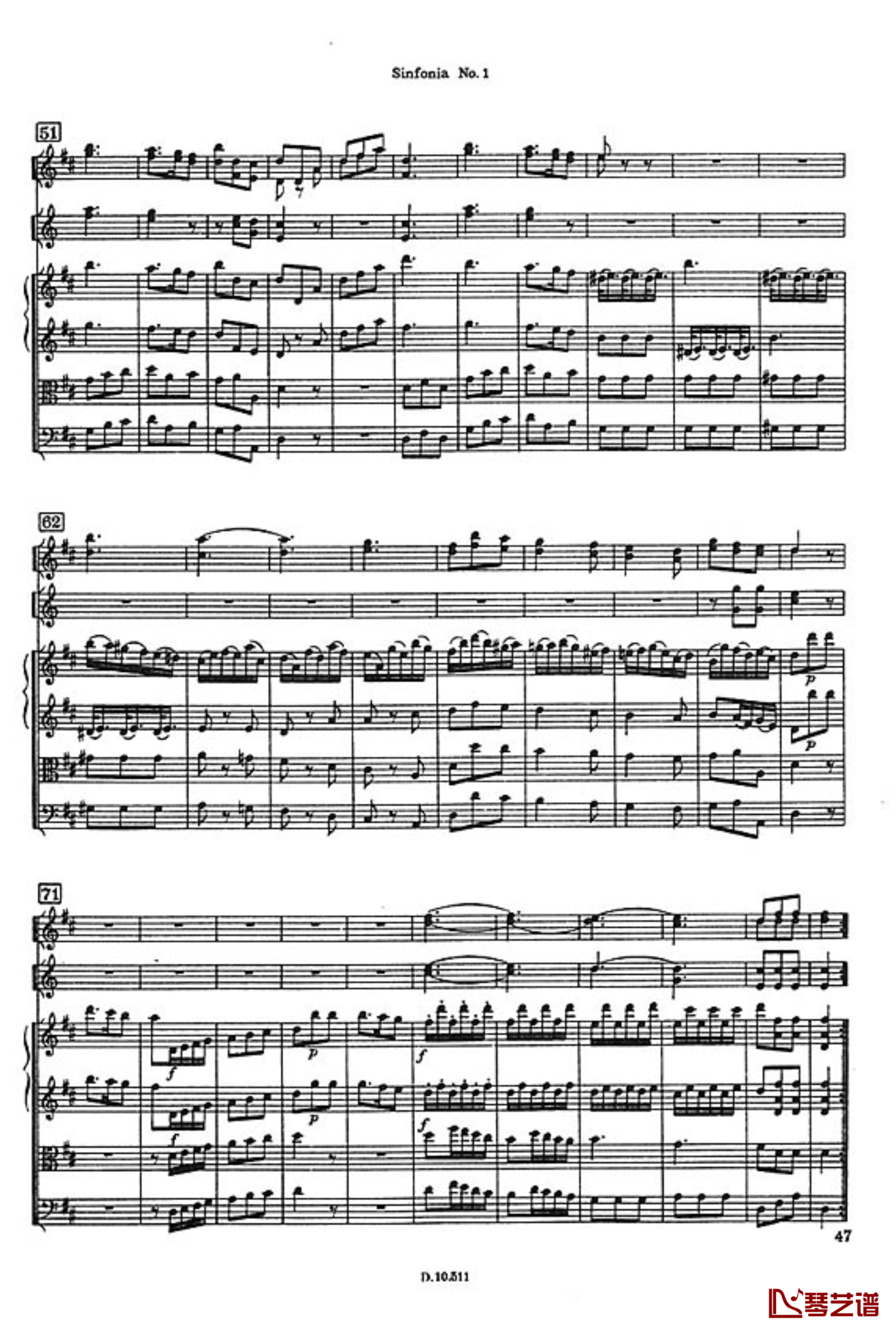 D大调第一交响曲钢琴谱-海顿13
