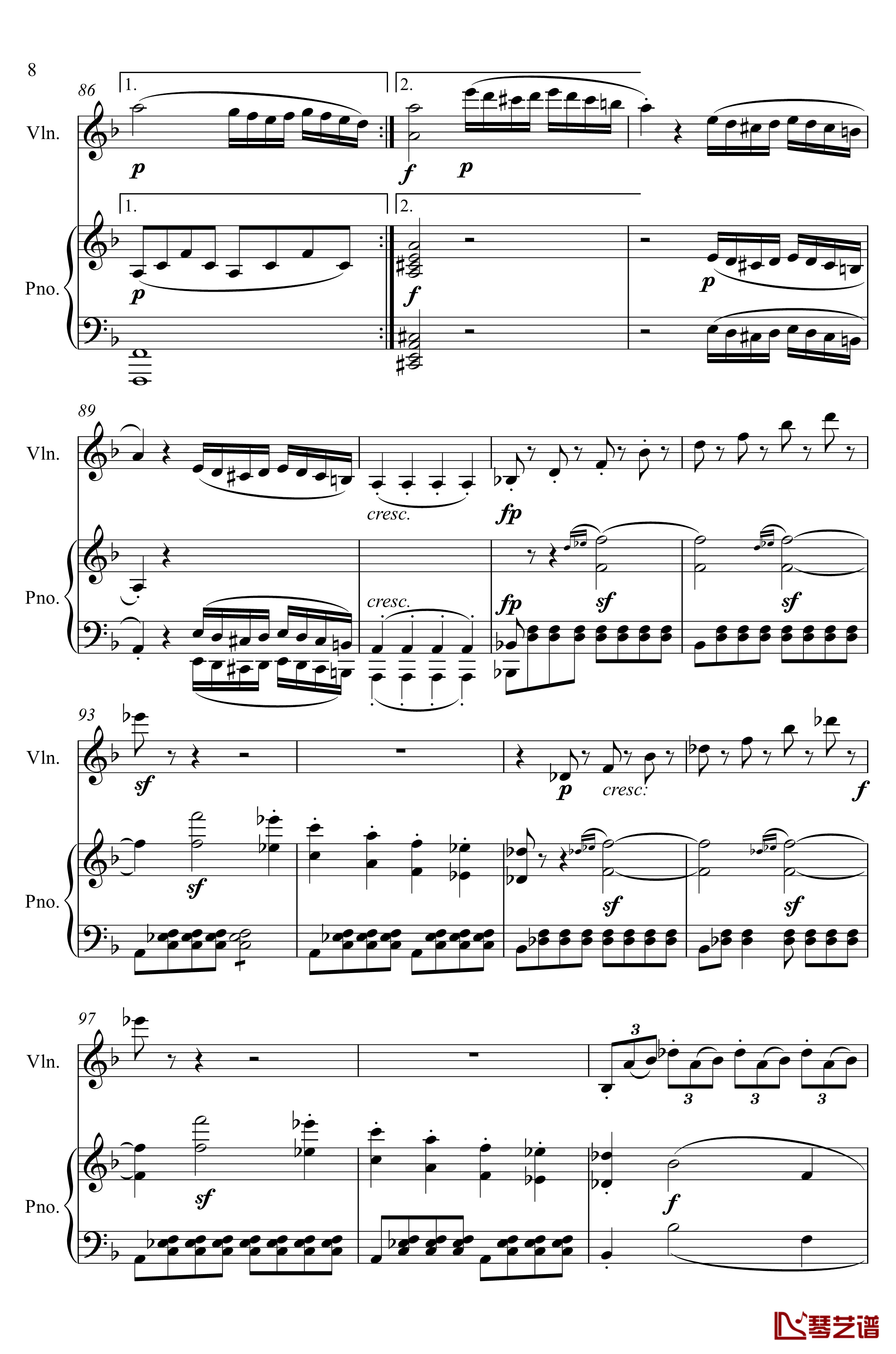 第5小提琴与钢琴奏鸣曲钢琴谱-第一乐章钢琴谱-贝多芬-beethoven8