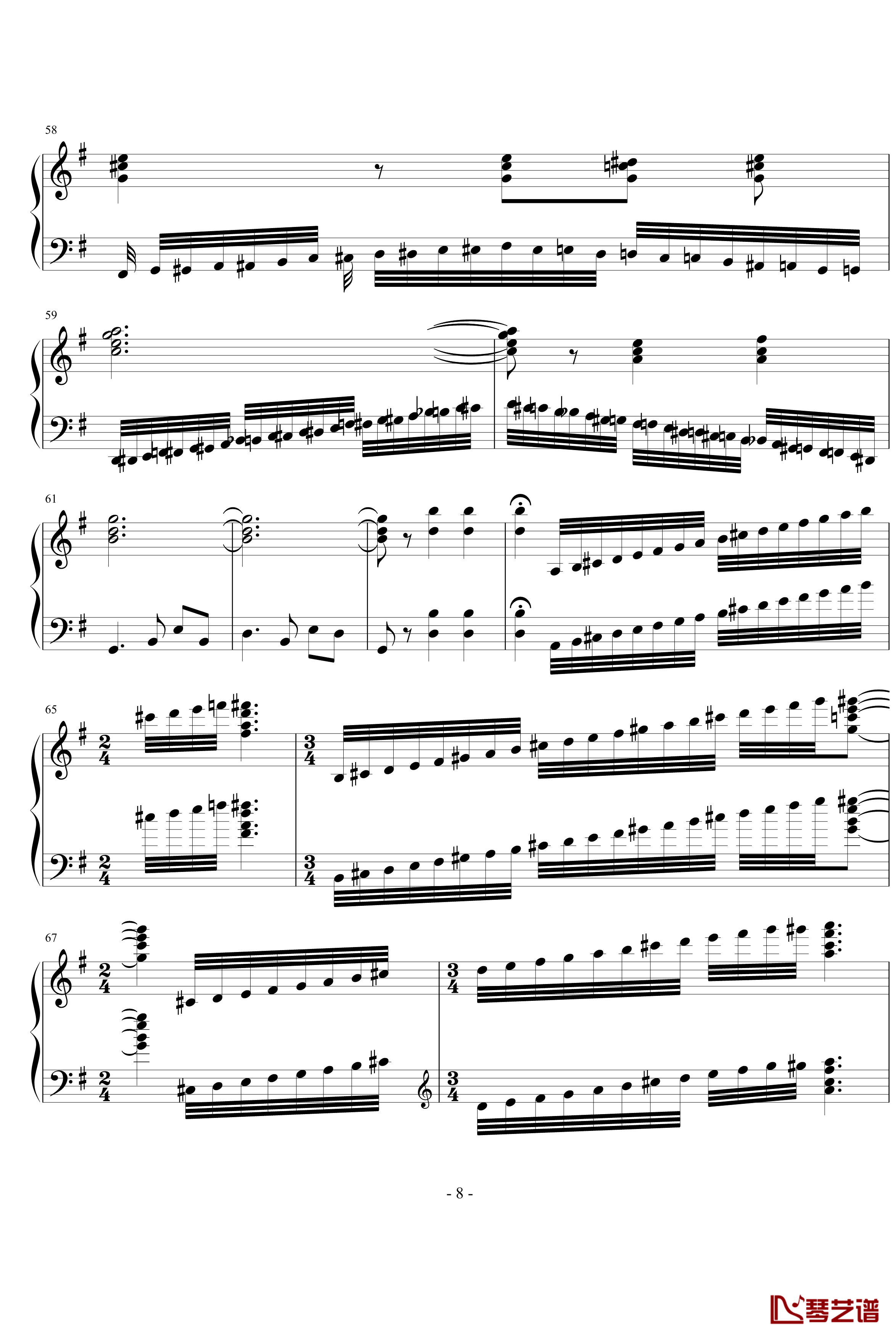 卡门幻想曲钢琴谱-世界名曲8