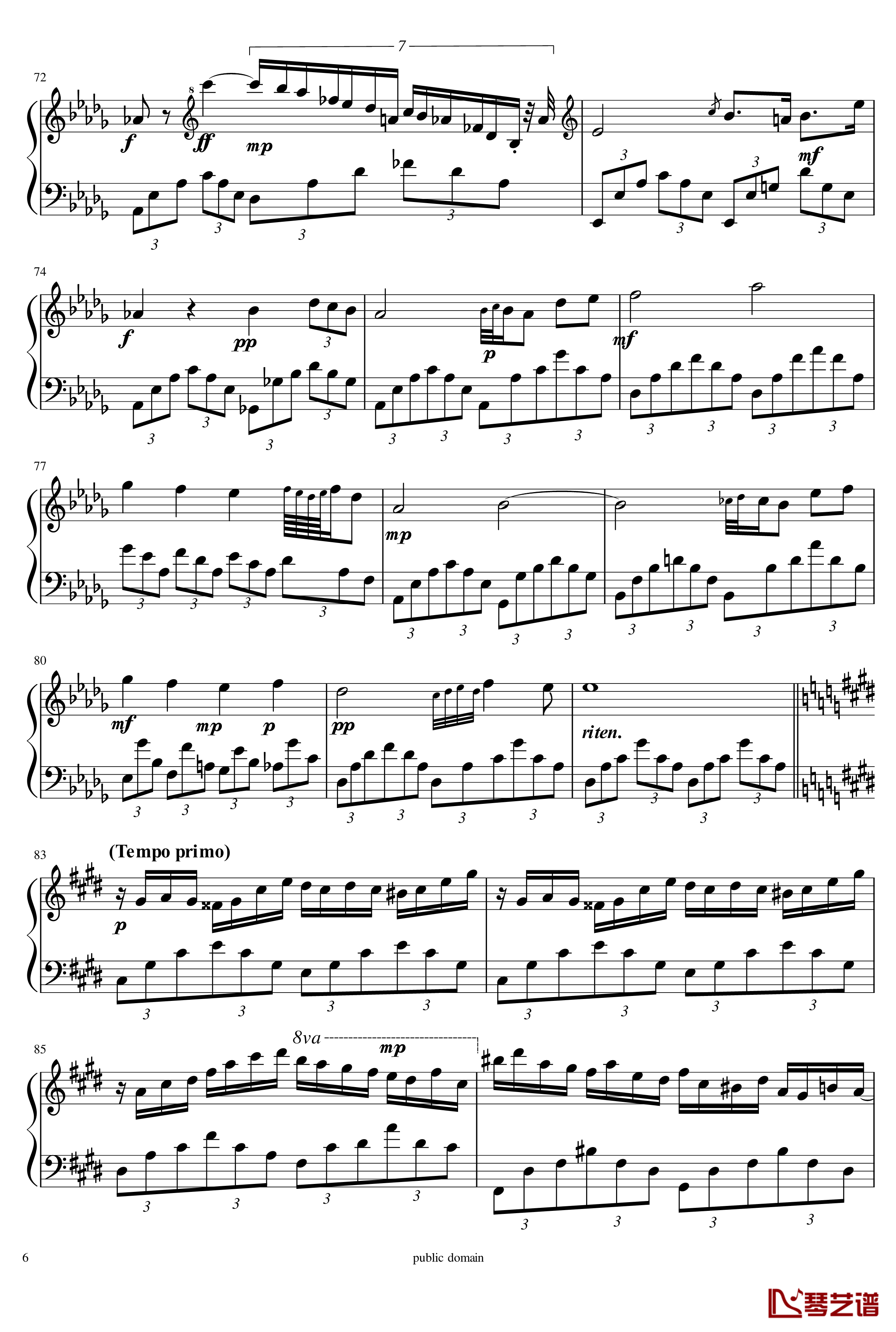Fantaisie-Impromptu Op.66-肖邦钢琴谱-chopin6