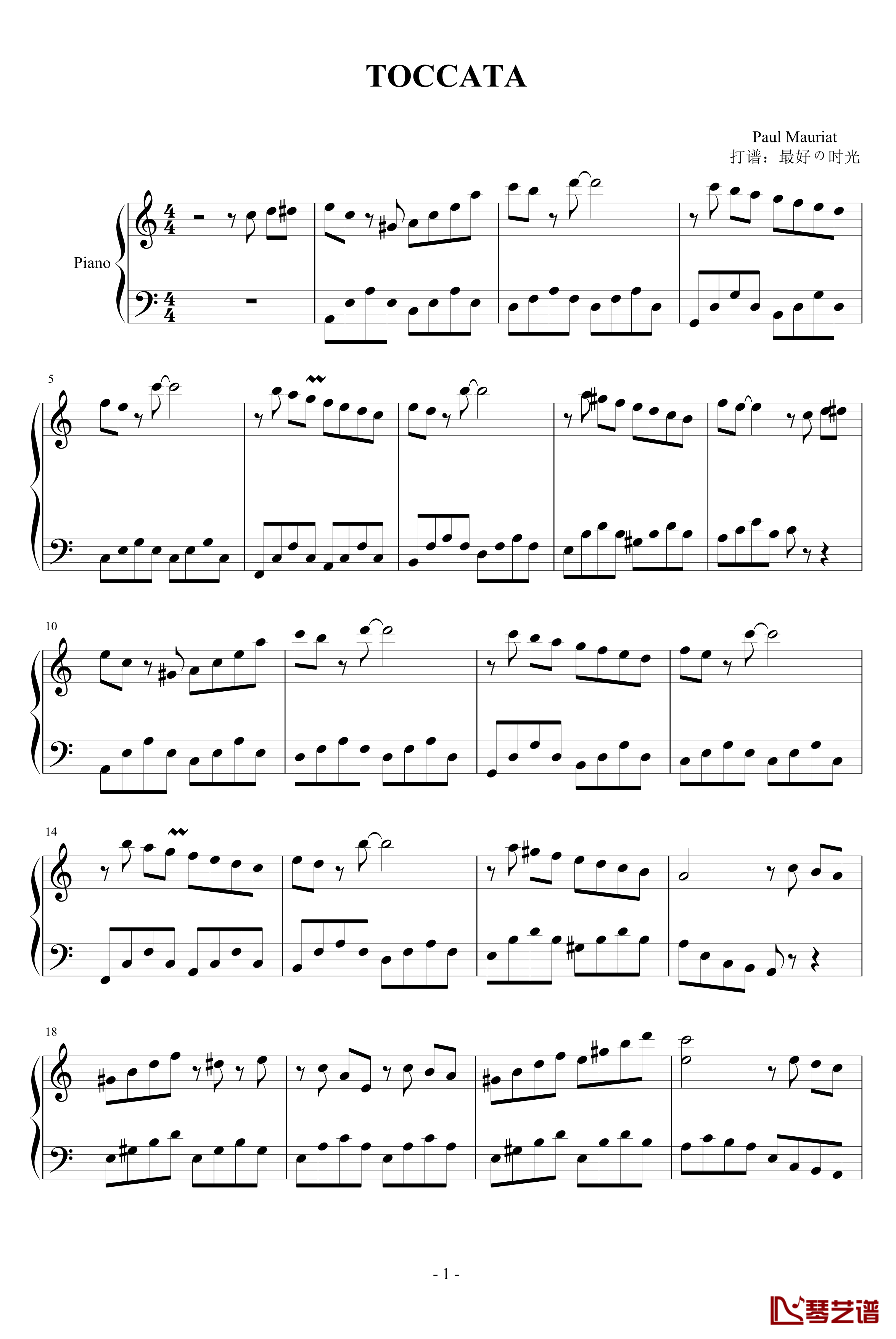 托卡塔曲钢琴谱-PAUL MAURIAT1