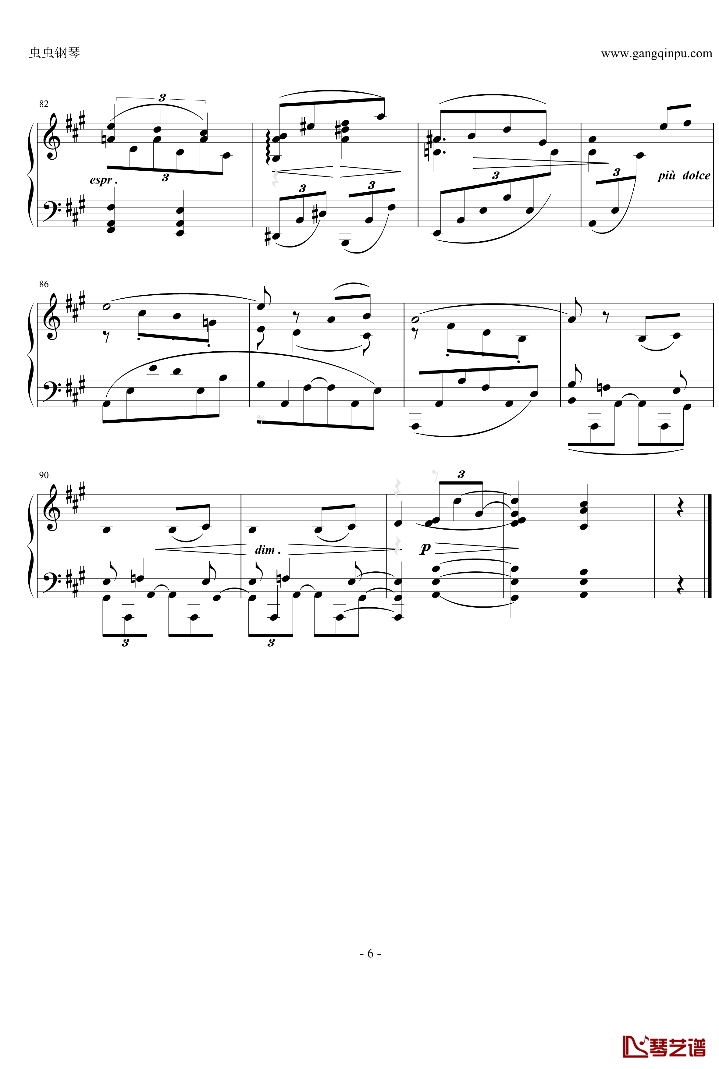 间奏曲钢琴谱 Op.76  No.6-勃拉姆斯-Brahms6