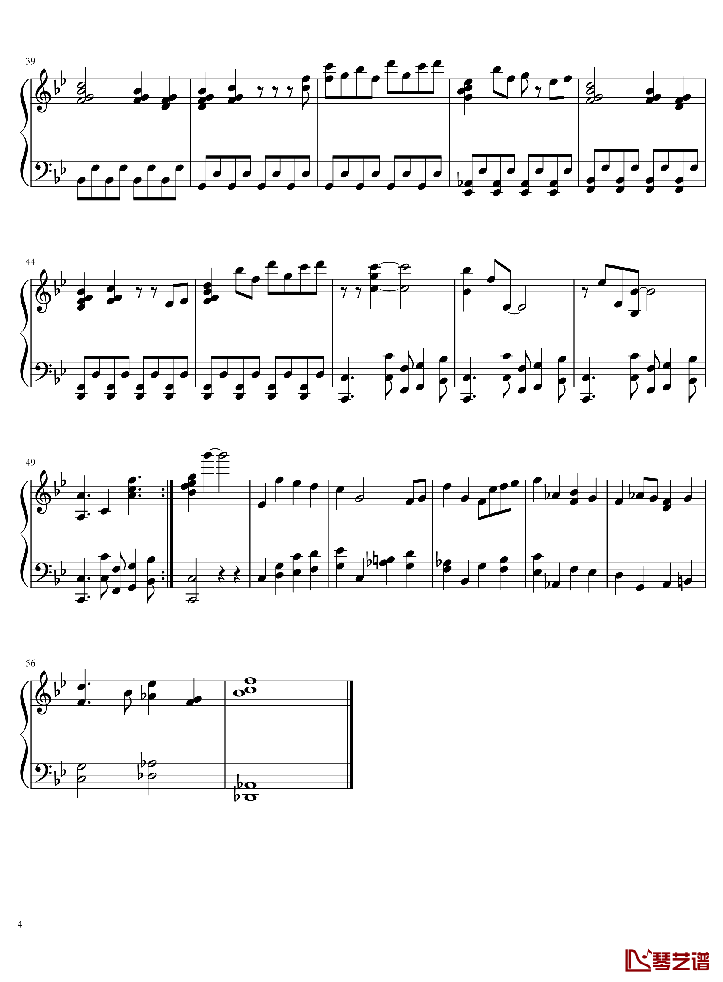 白龙少年钢琴谱-千与千寻精制版4
