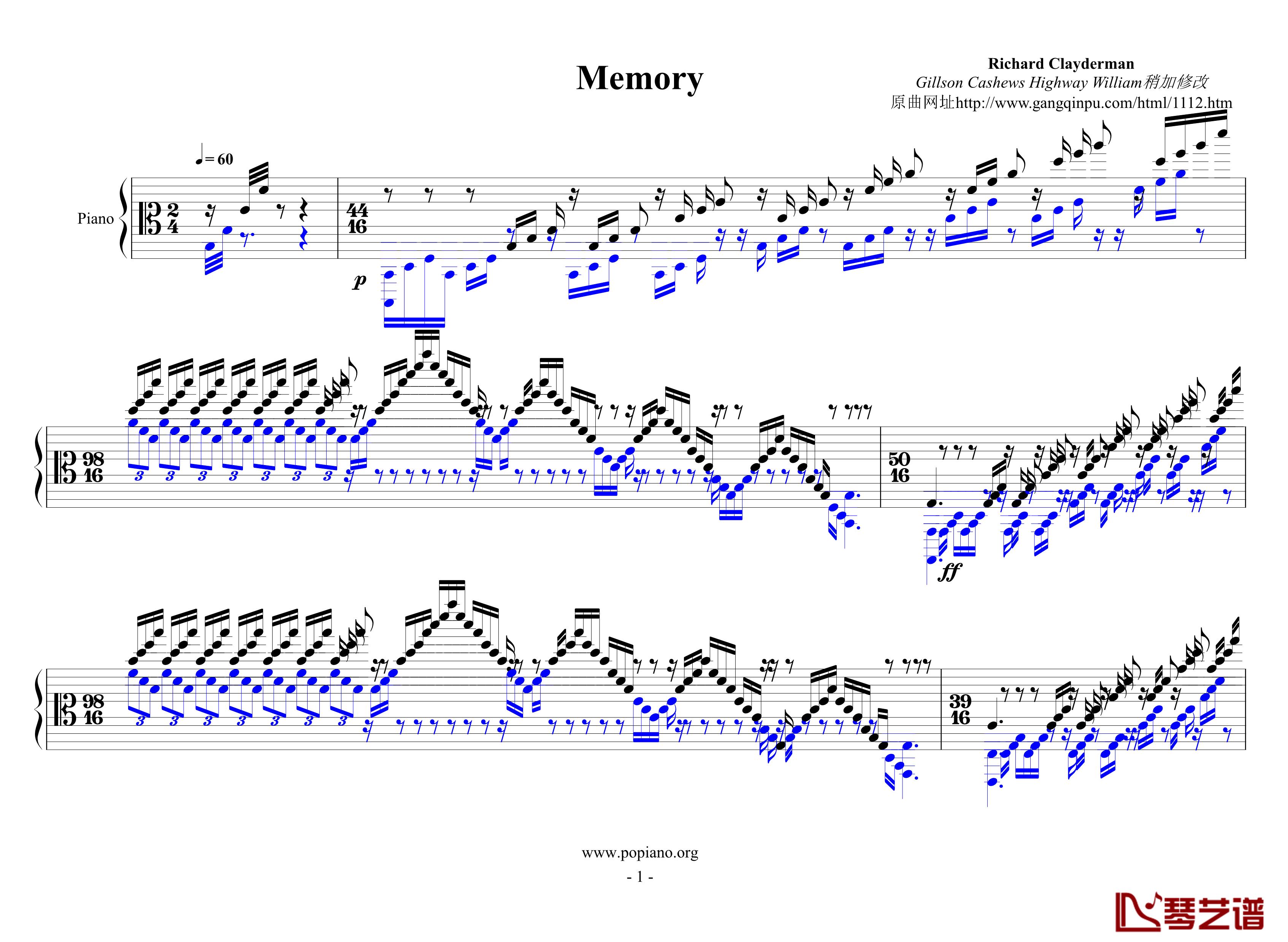 Memory钢琴谱-克莱德曼1