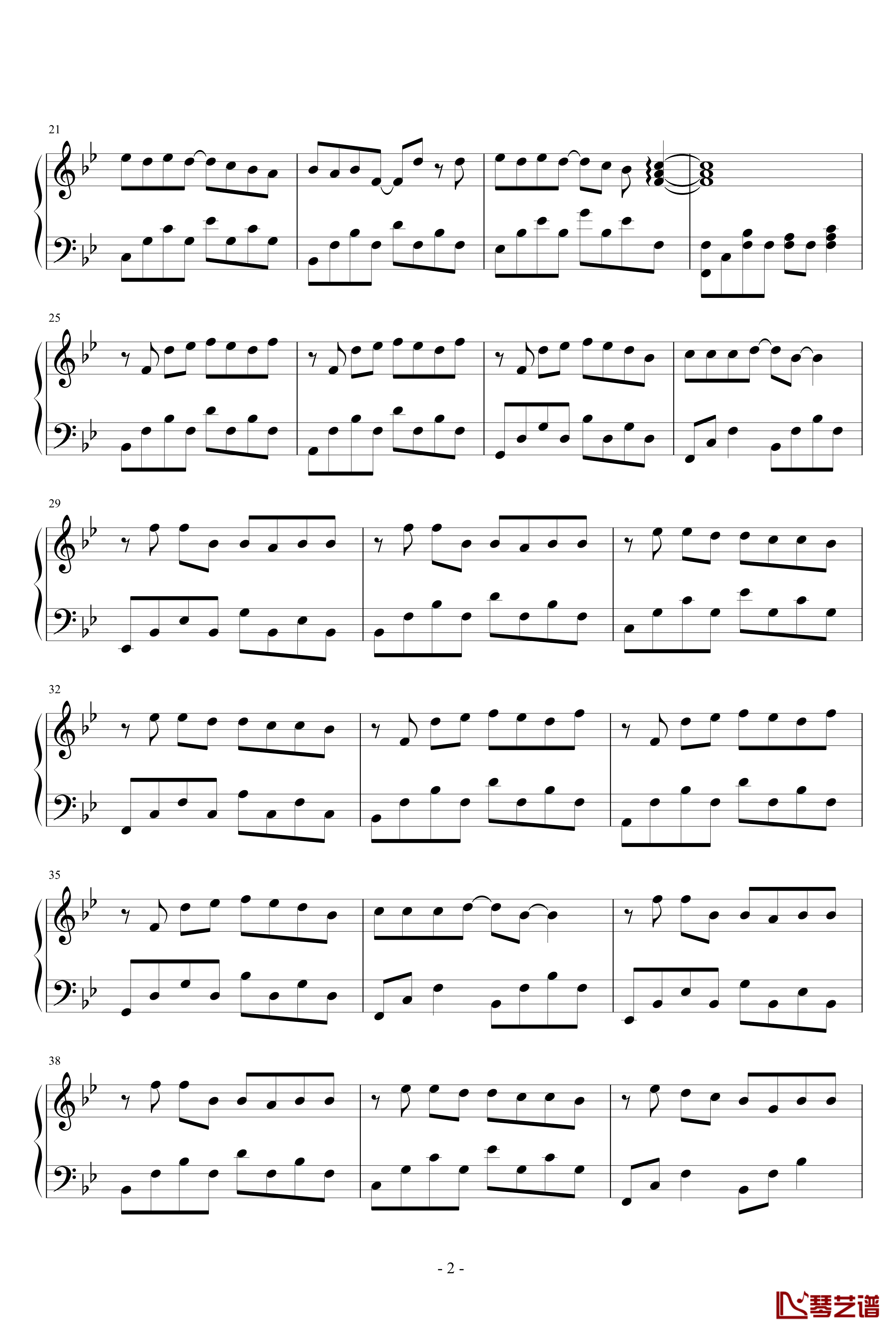 安静钢琴谱-简易版-周杰伦2