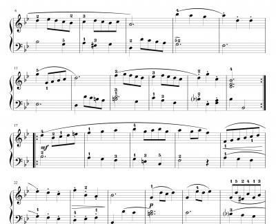 小步舞曲钢琴谱-G小调-巴赫-带指法