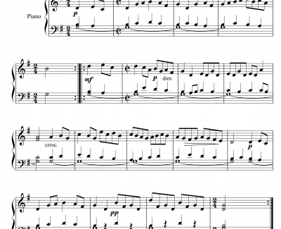 摩塞塔舞曲No.11钢琴谱-巴赫-P.E.Bach