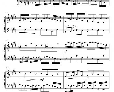 E大调赋格钢琴谱-巴赫-P.E.Bach