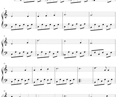 雪绒花钢琴谱-给初学者编配的最简易版-世界名曲