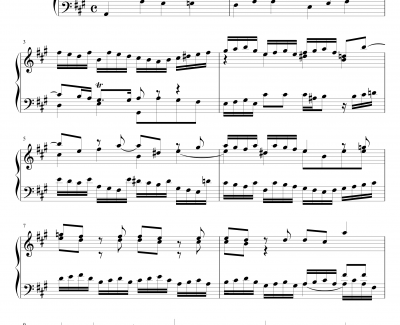 A大调前奏曲钢琴谱-J.S.巴赫