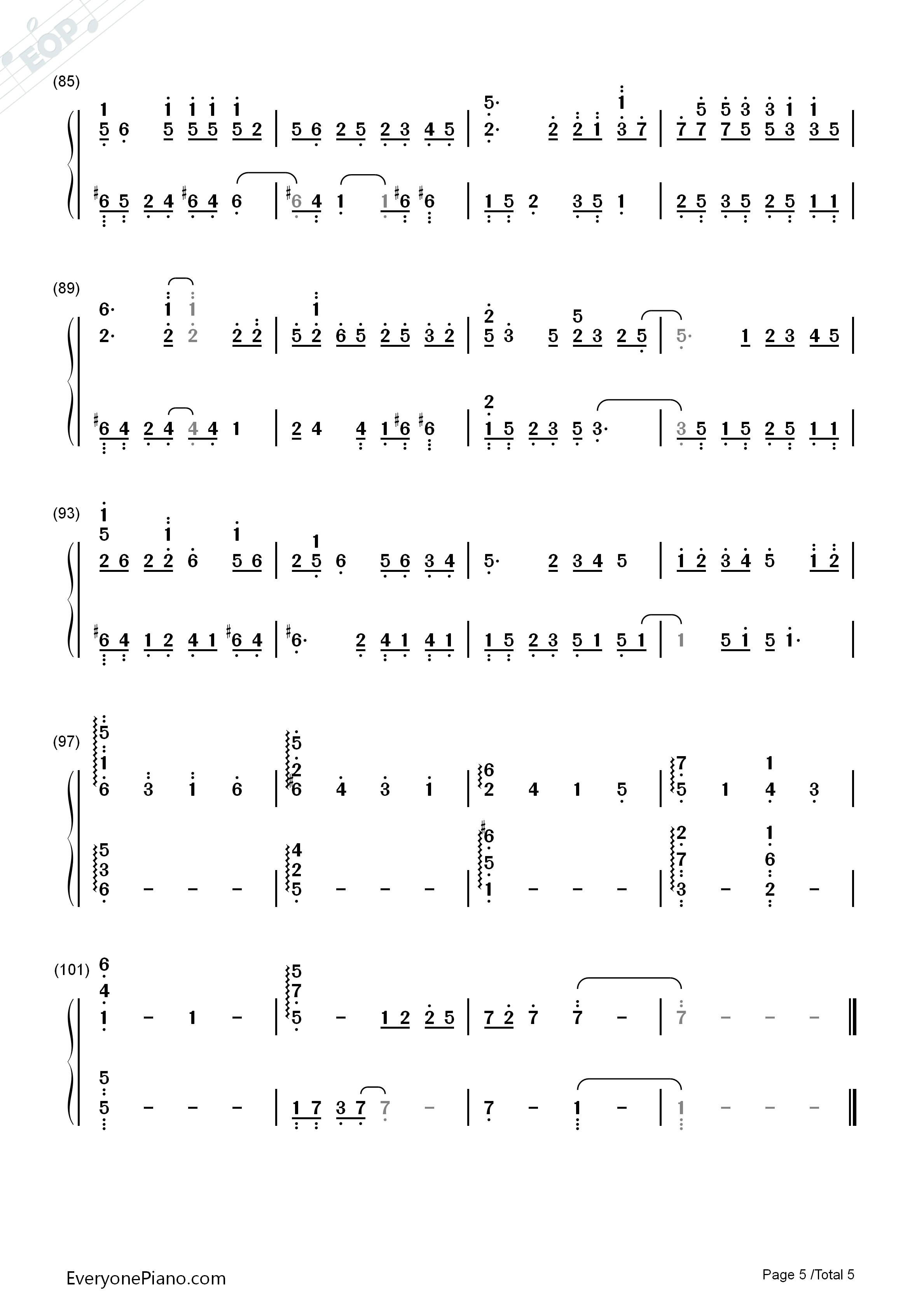 Letter钢琴简谱-Yiruma演唱5