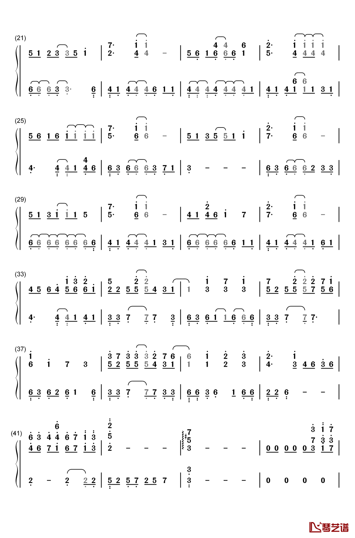 一阵の风钢琴简谱-数字双手-eufonius2