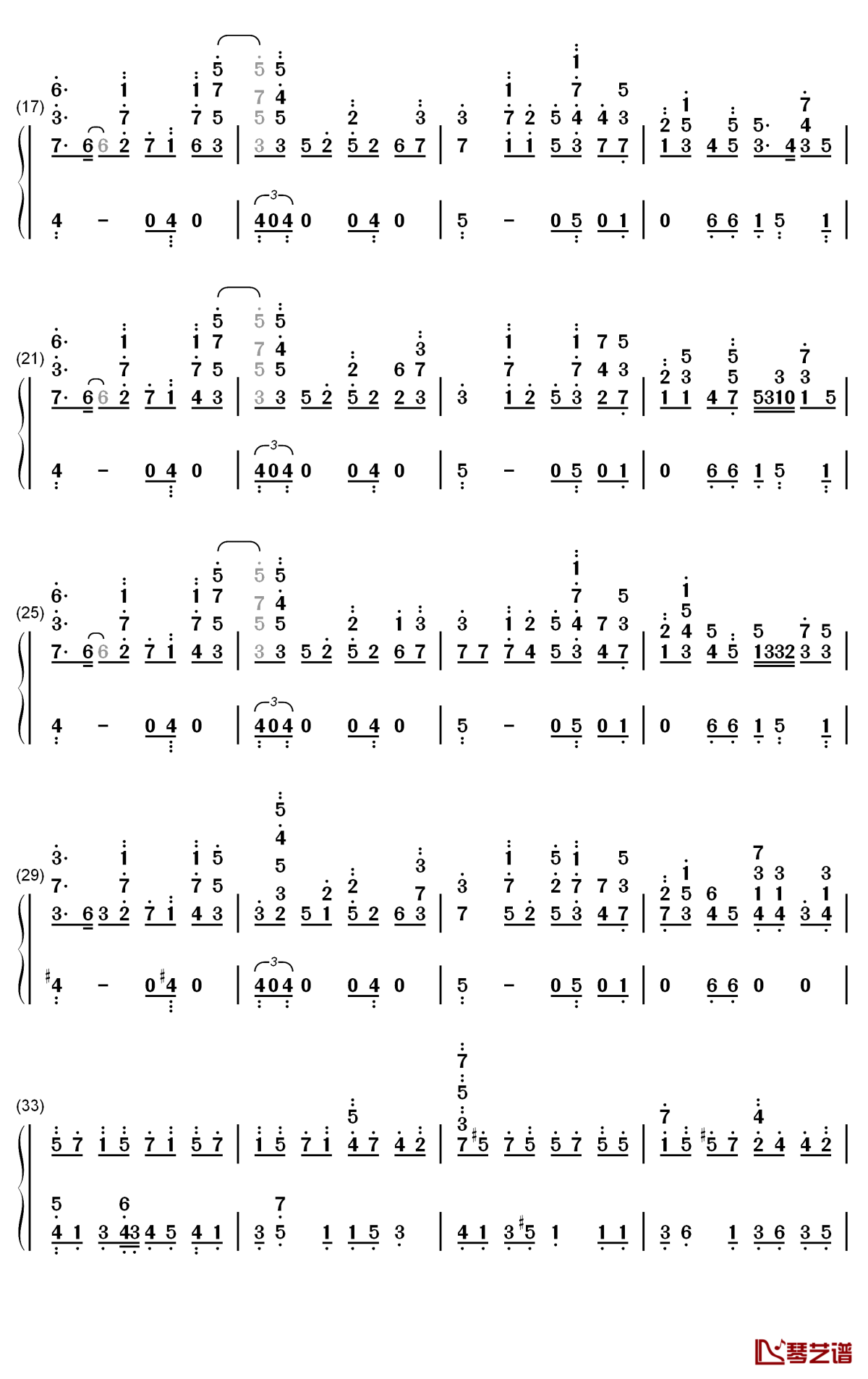 鏡面の波钢琴简谱-数字双手-YURiKA2