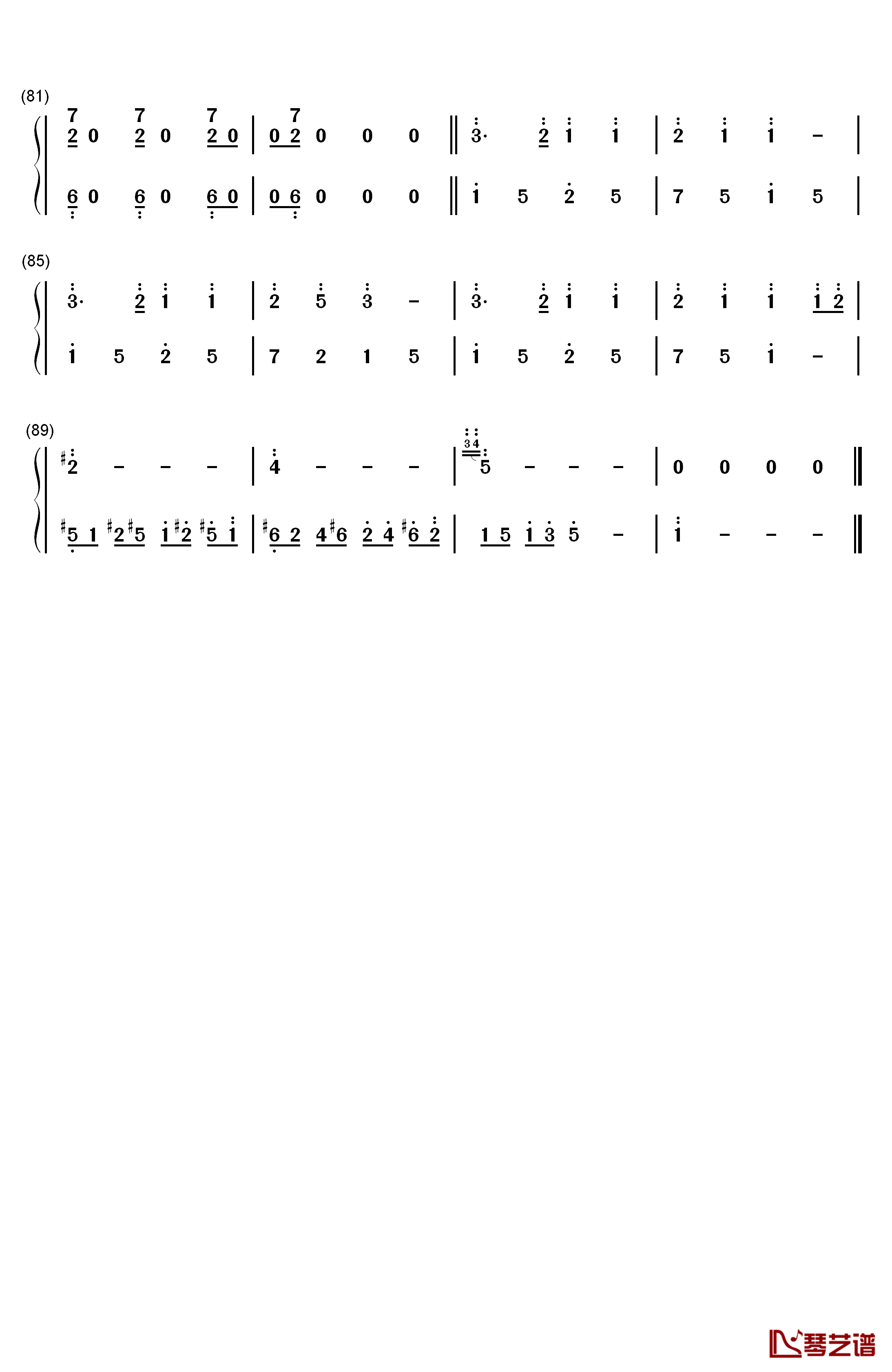 メルト（Melt）钢琴简谱-数字双手-初音ミク4
