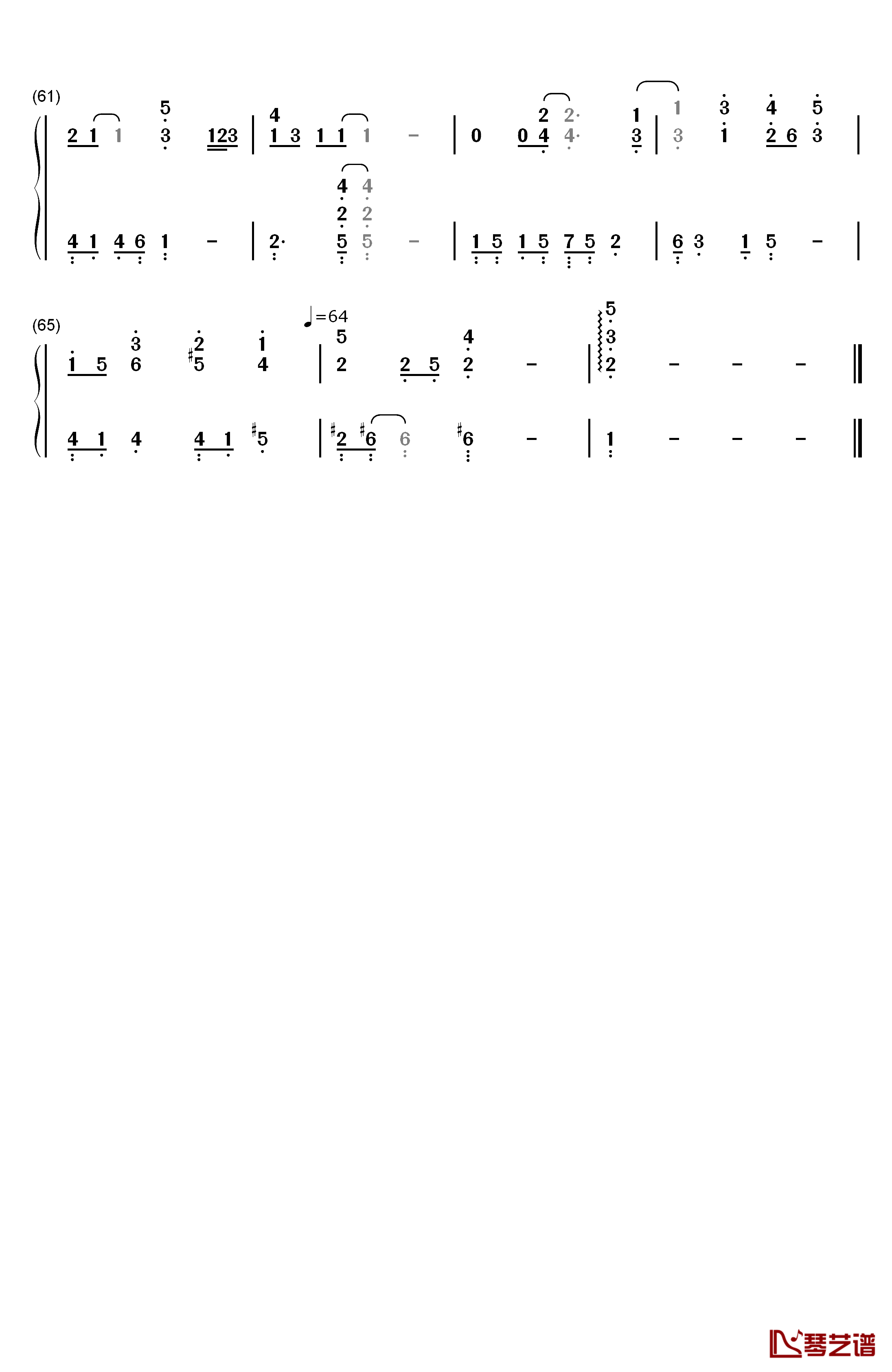 一首简单的歌钢琴简谱-数字双手-王力宏4