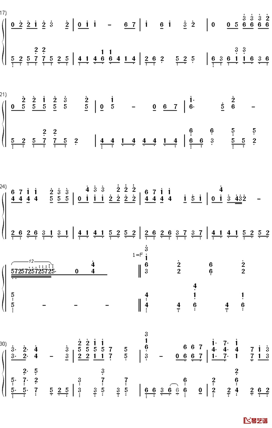アクアテラリウム钢琴简谱-数字双手-やなぎなぎ
2