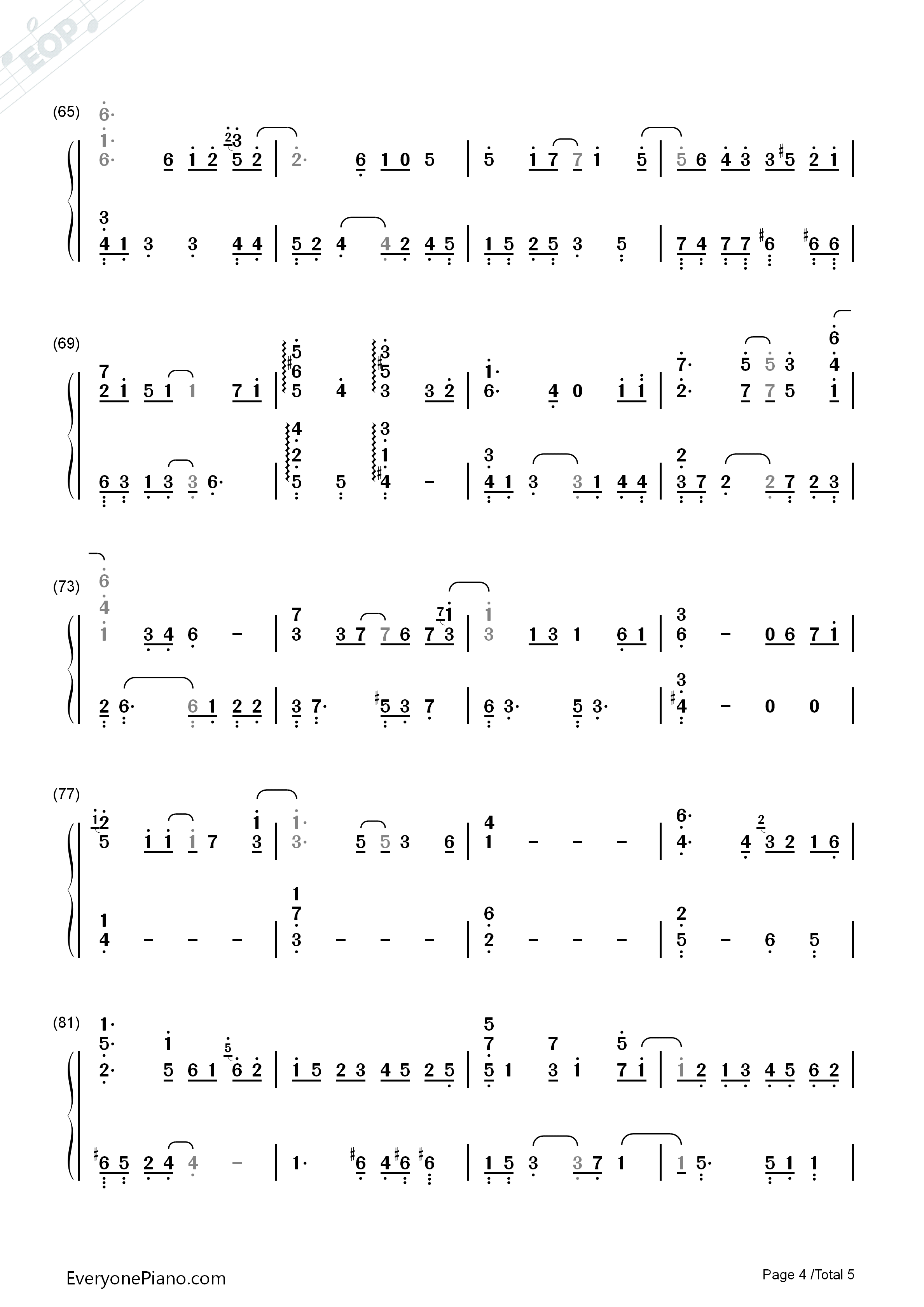 Letter钢琴简谱-Yiruma演唱4
