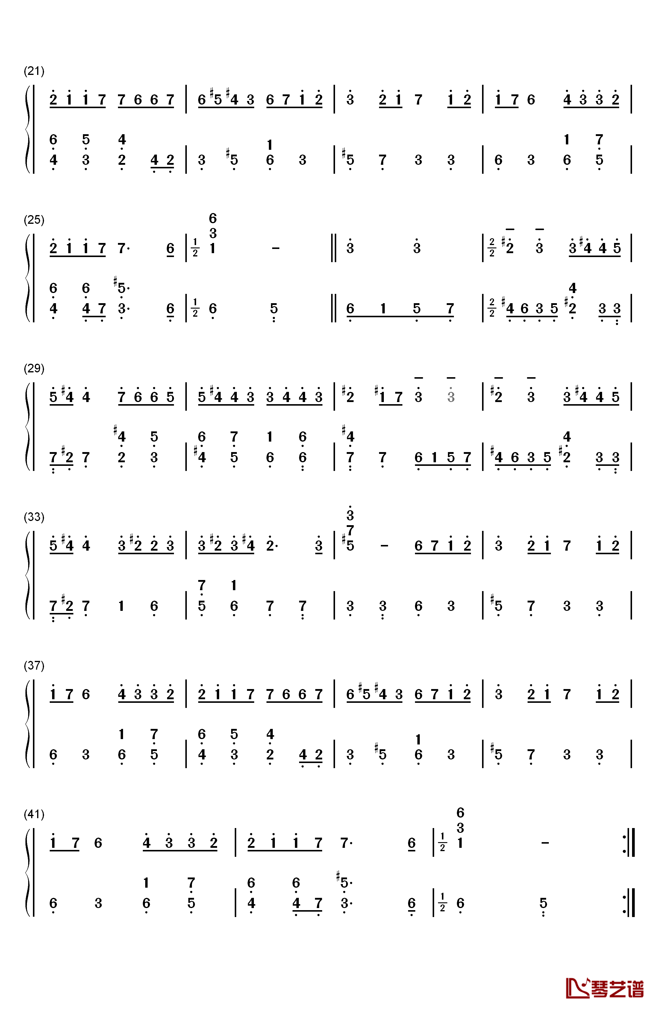加伏特舞曲 15钢琴简谱-数字双手-巴赫2