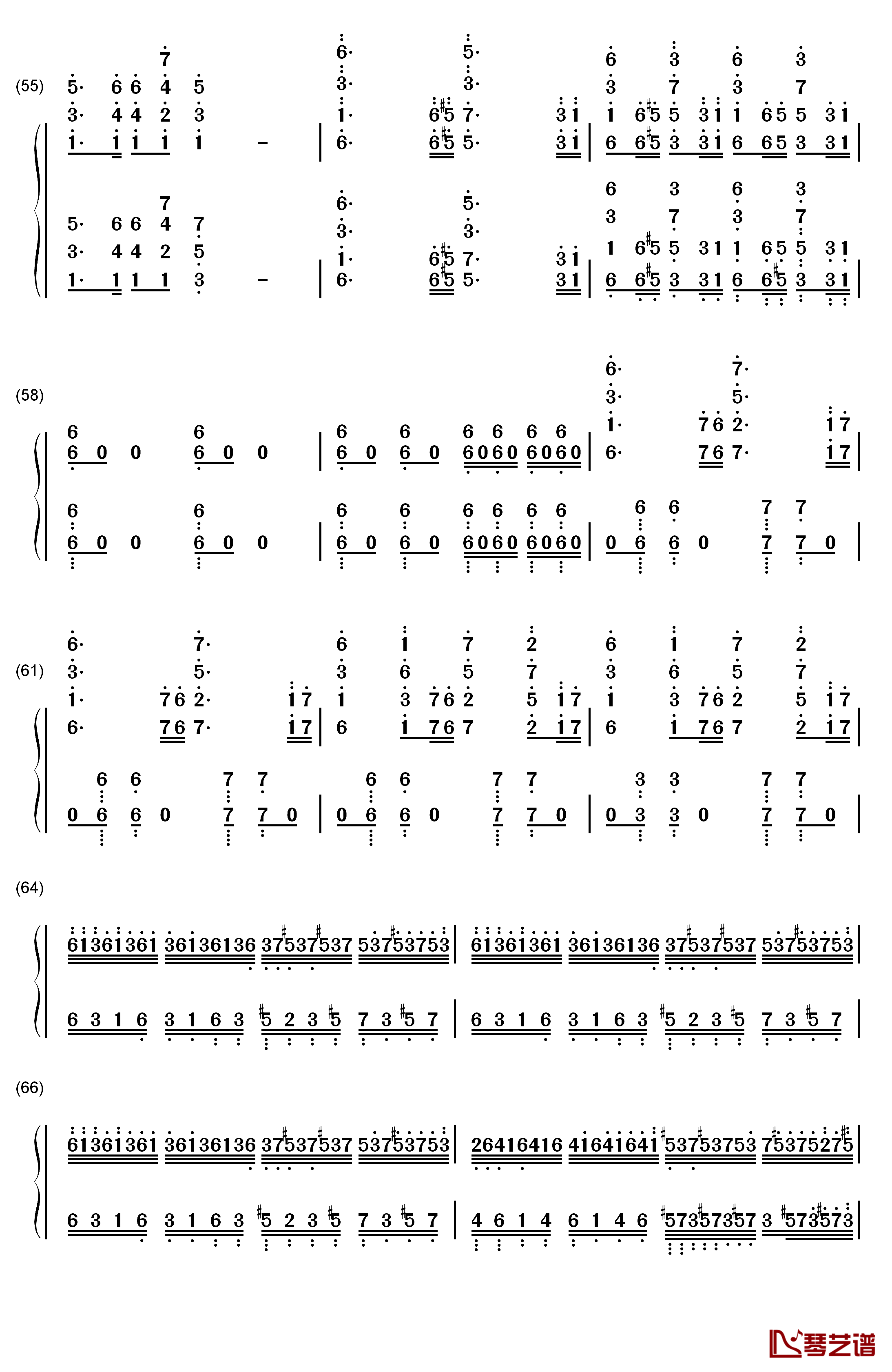 格里格钢琴变奏曲钢琴简谱-数字双手-马克西姆6