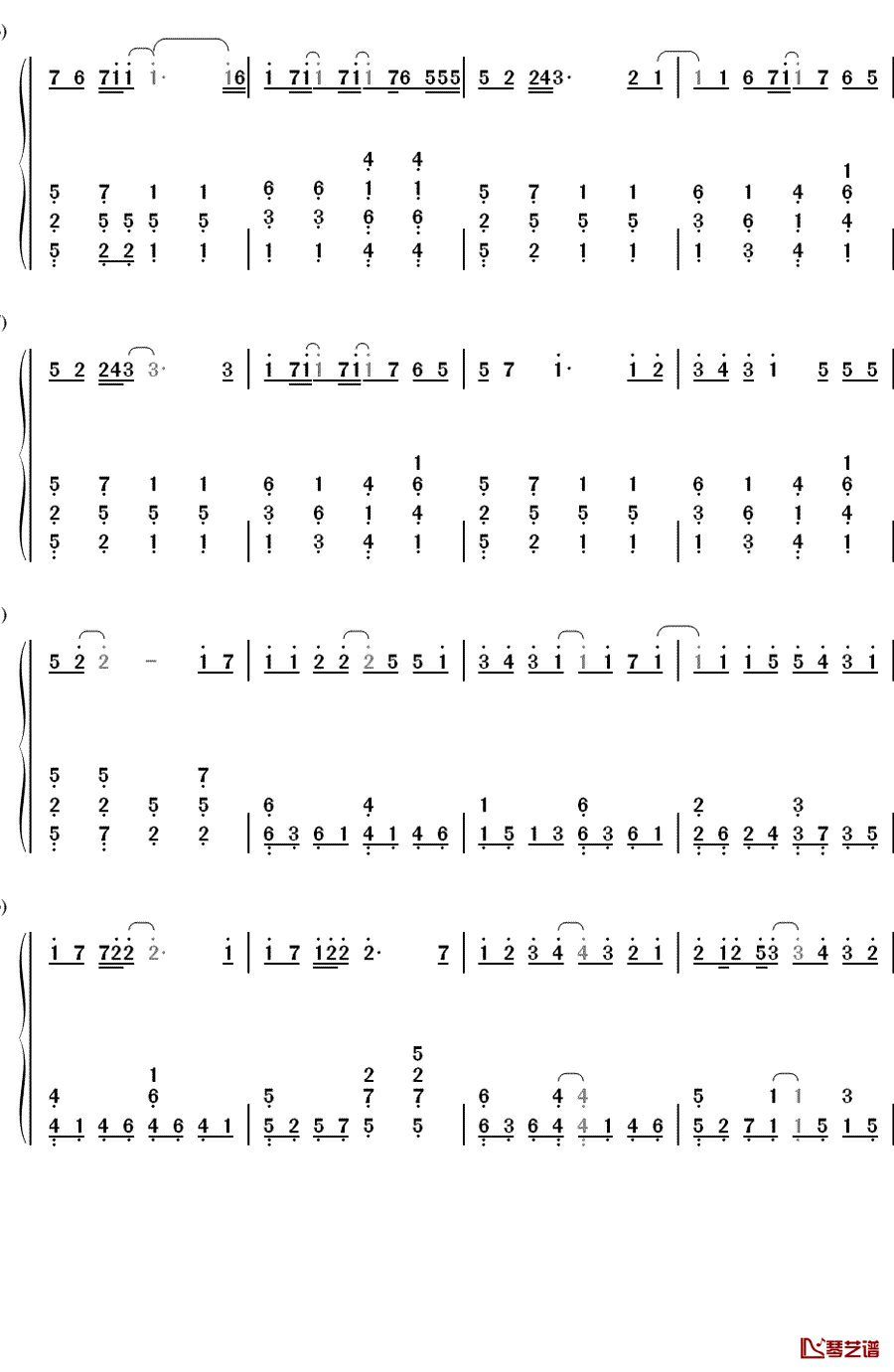 バズル钢琴简谱-数字双手-初音ミク 初音未来2