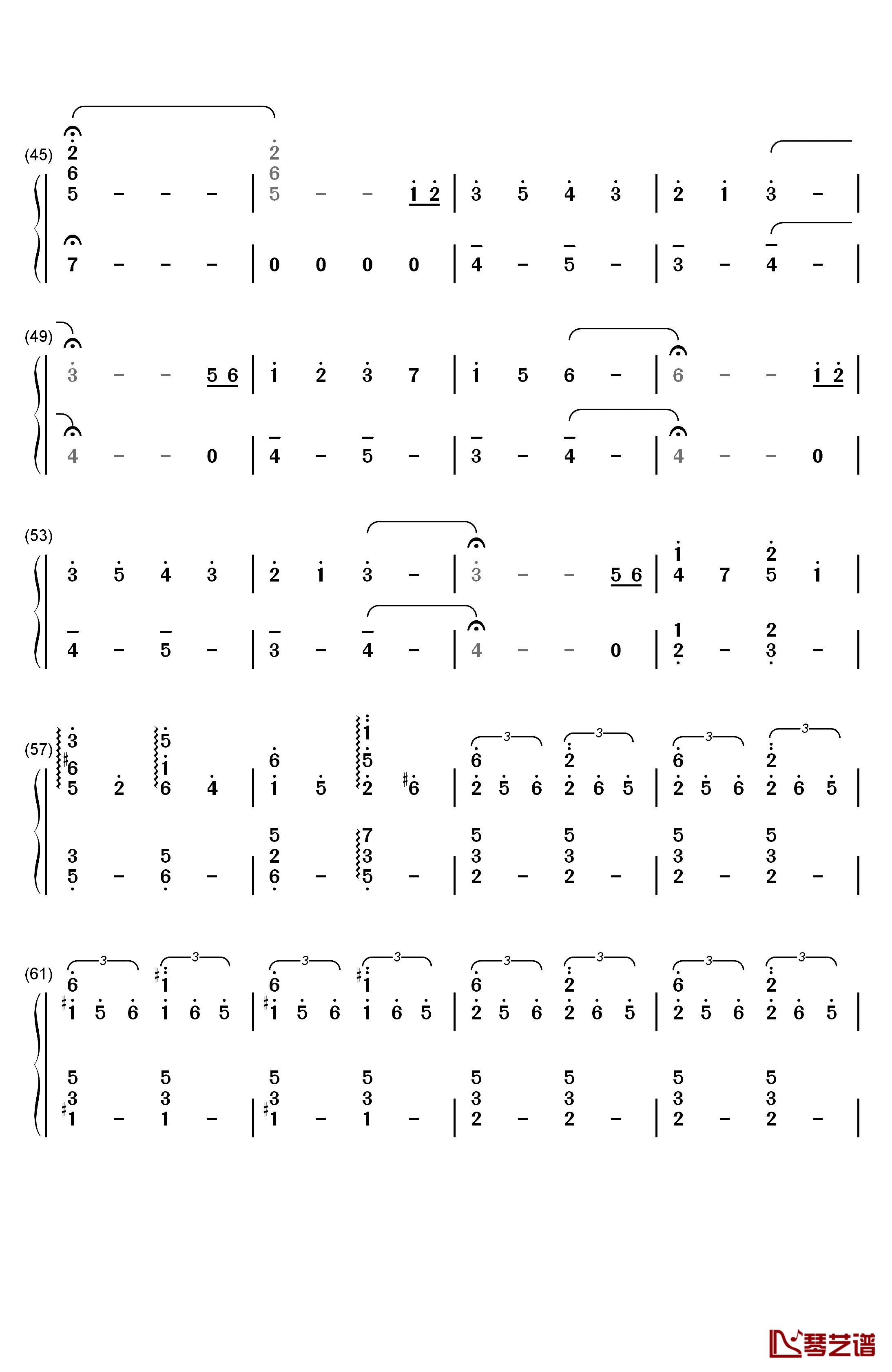三葉のテーマ钢琴简谱-数字双手-RADWIMPS3