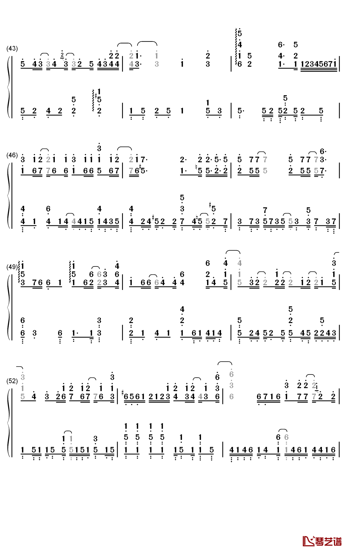 无人之岛钢琴简谱-任然歌曲-数字双手曲谱4