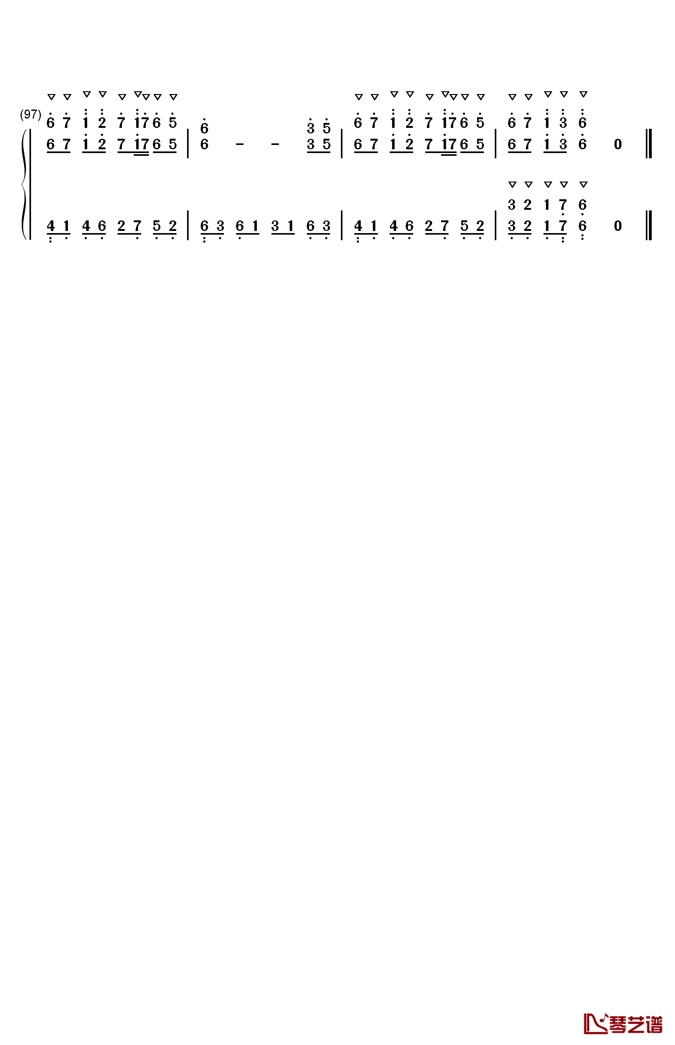 欢沁钢琴简谱-数字双手-林海7