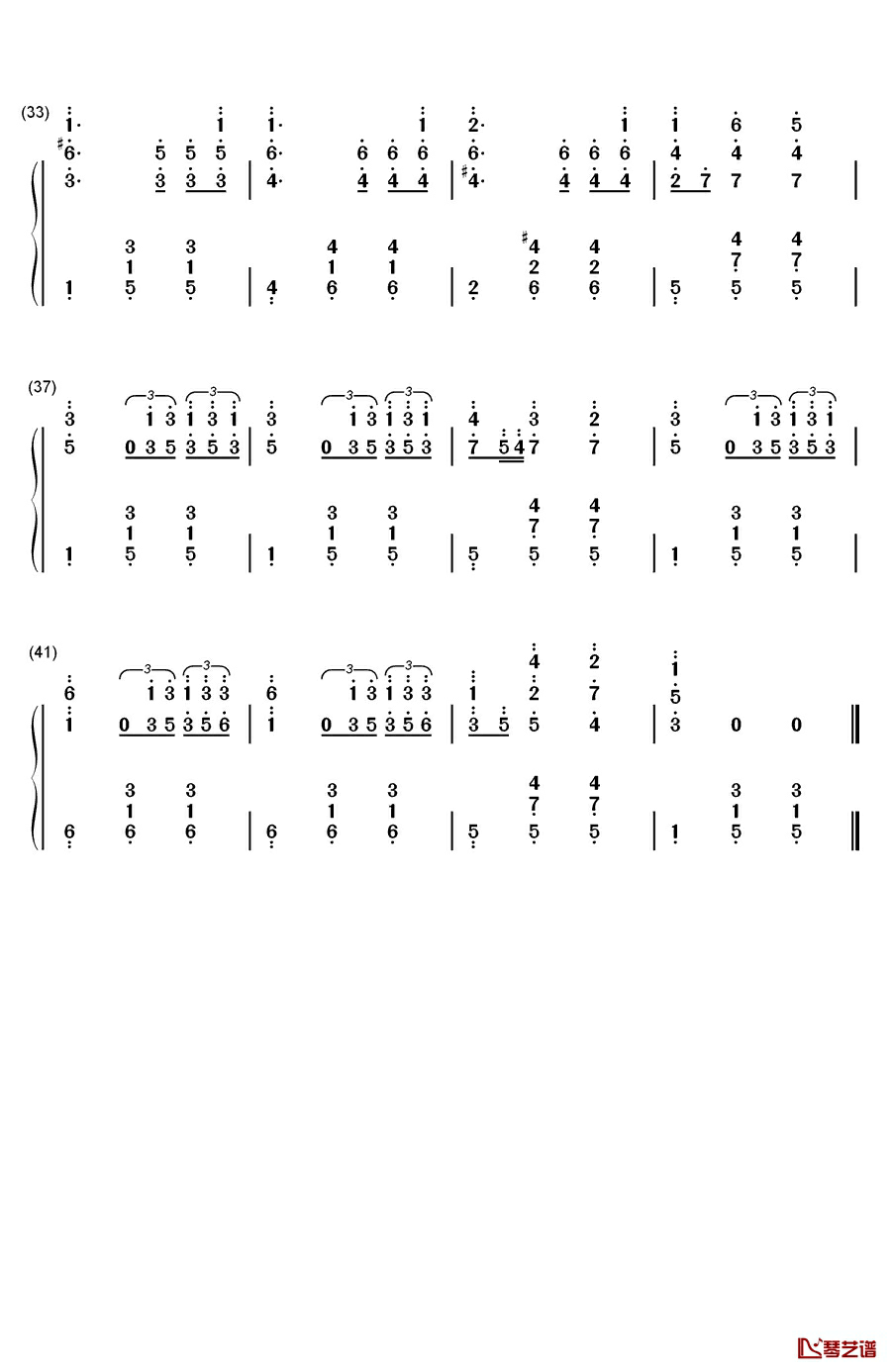 降A大调圆舞曲钢琴简谱-数字双手-勃拉姆斯3