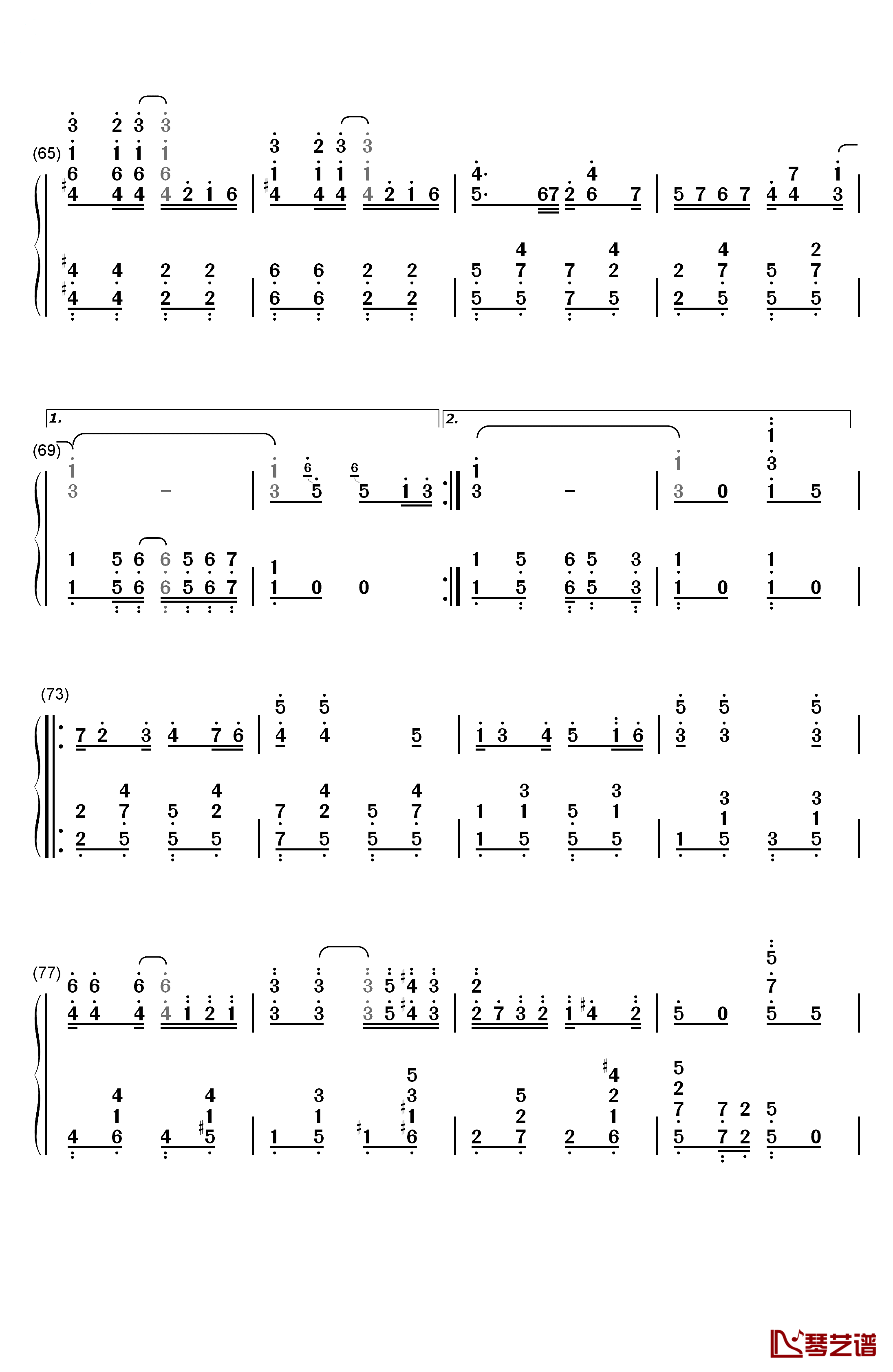 Peacherine Rag钢琴简谱-数字双手-Scott Joplin5