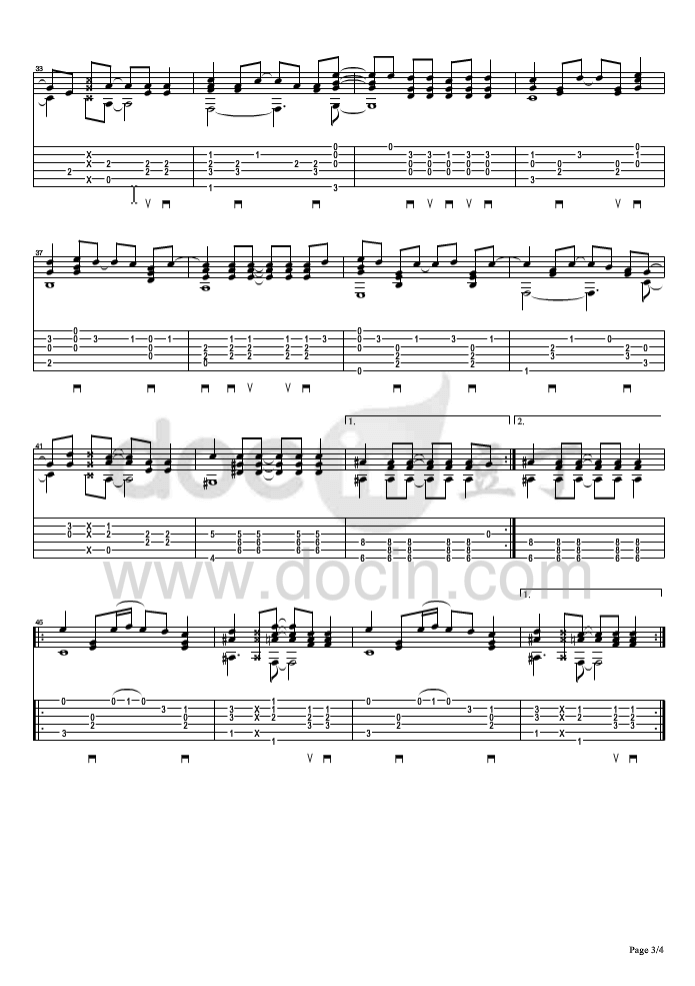 Butter-fly吉他指弹谱 原版六线谱-和田光司1