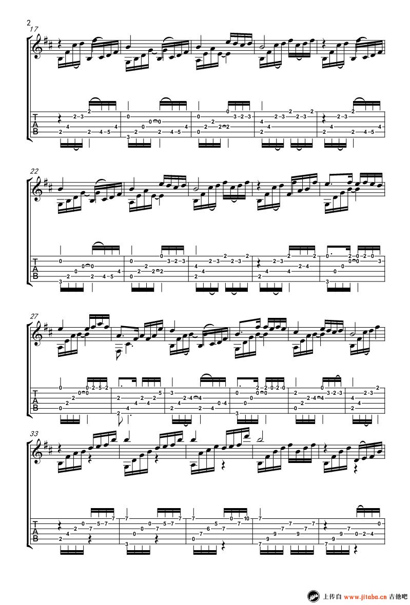 夜的钢琴曲五吉他谱-石进-指弹独奏谱2