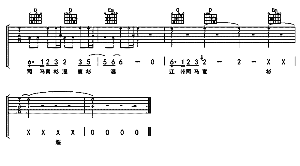 《琵琶行》吉他谱-奇然/沈谧仁-G调原版弹唱六线谱-高清图片谱6