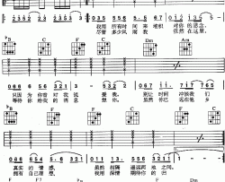堆积情感吉他谱 F调六线谱-简单版-黎明