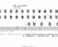 张碧晨《一吻之间》吉他谱(A调)-Guitar Music Score