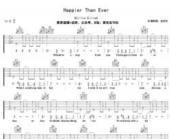 Happier Than Ever吉他谱_Billie Eilish_C调版吉他弹唱谱