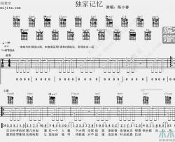 陈小春《独家记忆》吉他谱(升F转降A调)-Guitar Music Score