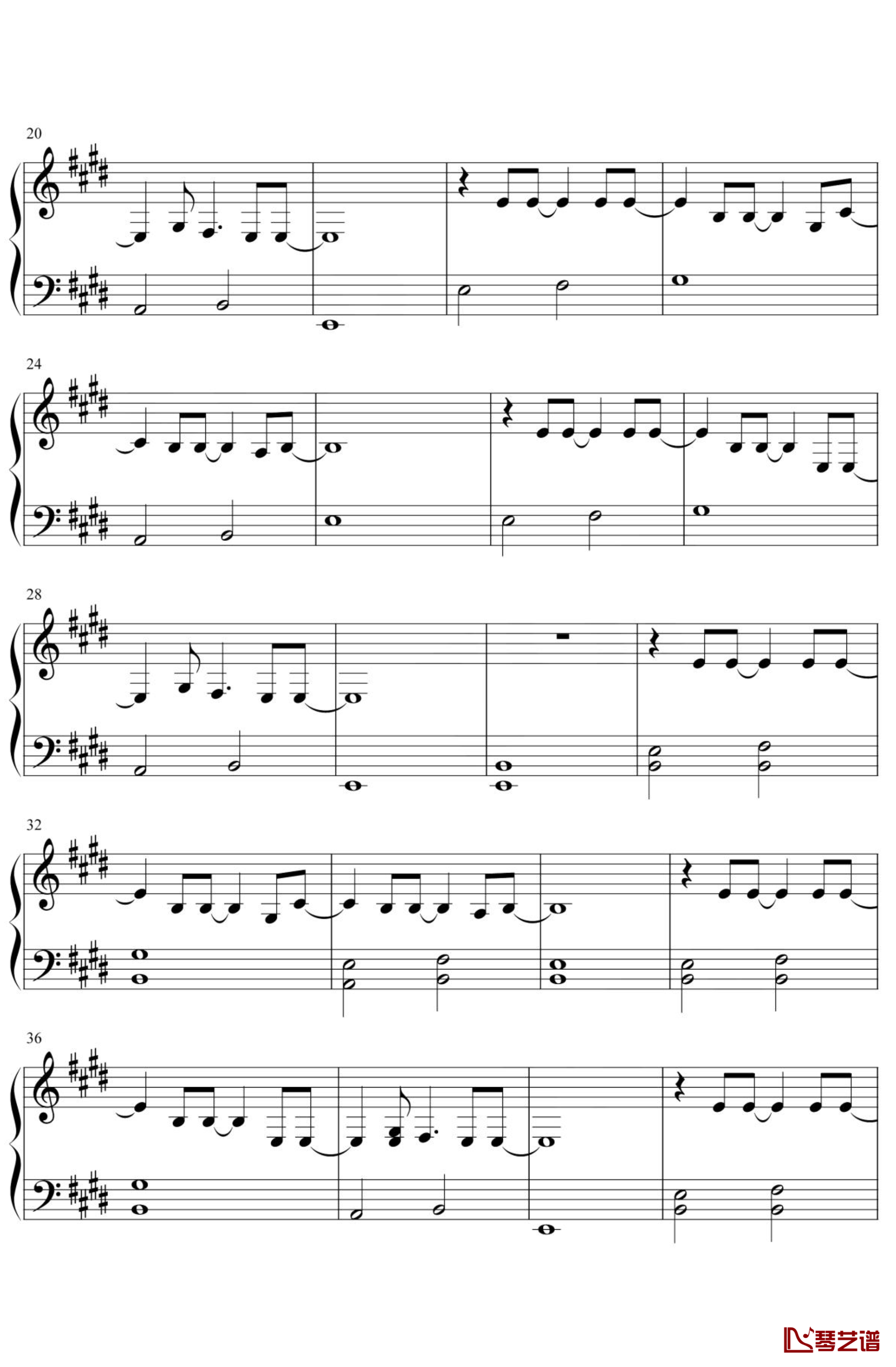 天气之子-グランドエスケープ钢琴谱 简化2