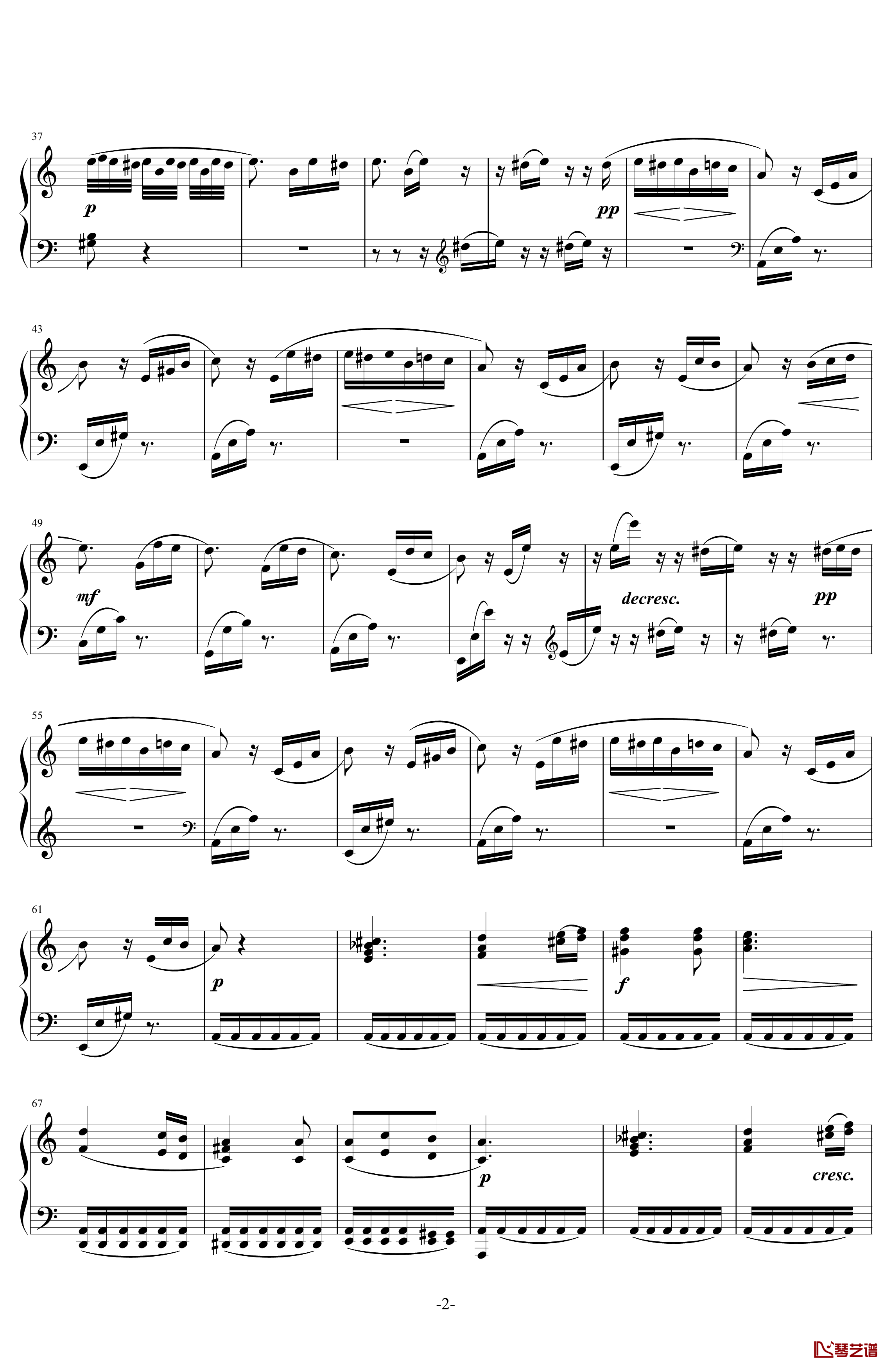 致爱丽丝钢琴谱 原版 贝多芬3