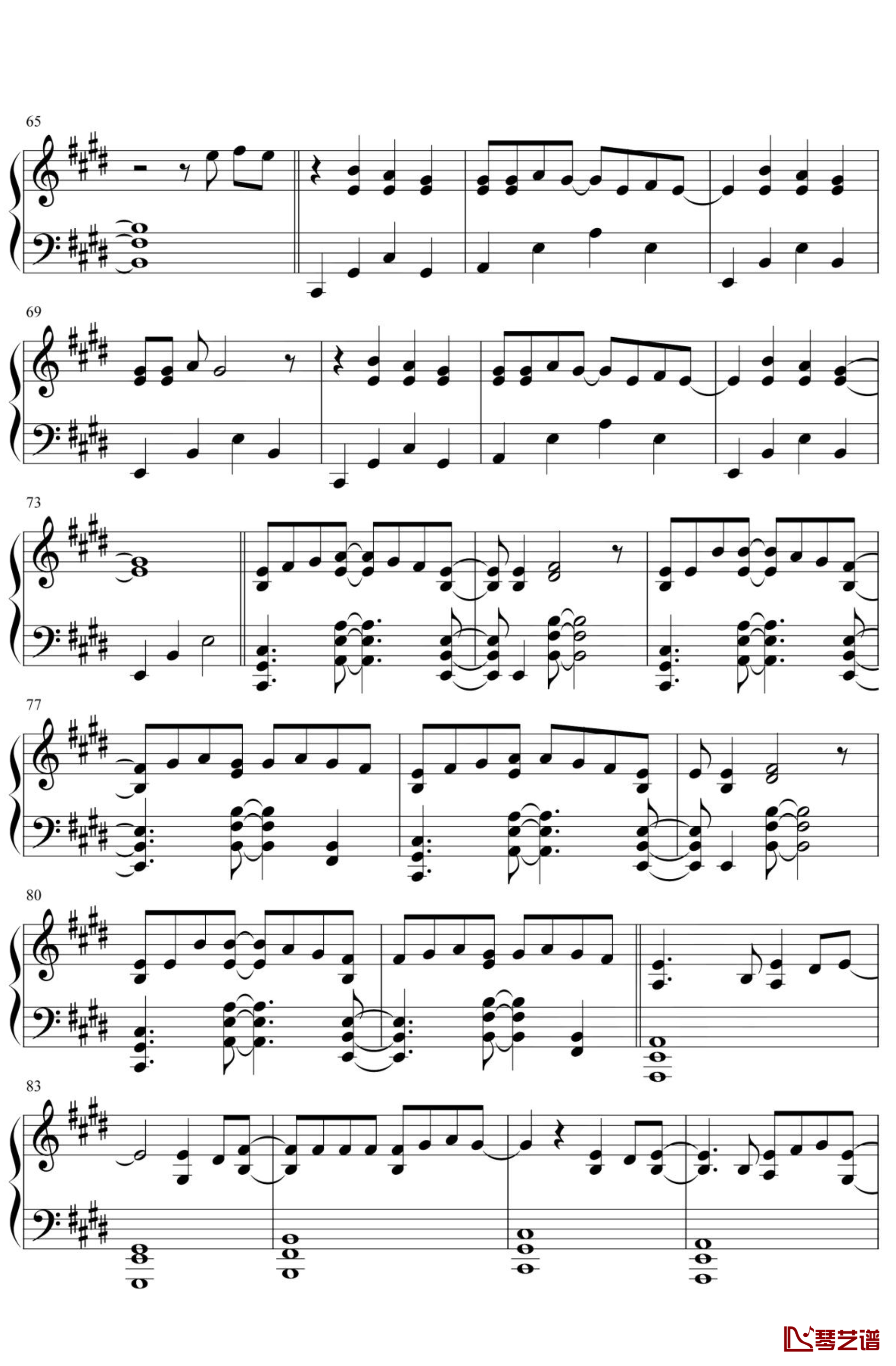 天气之子-グランドエスケープ钢琴谱 简化4